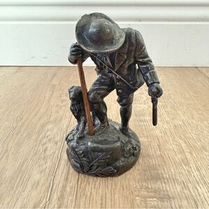 Antique 1890s Victorian Hunter & Dog Silverplate‎ Sculpture 4.5”, Simpson Hall
